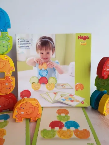 Éléphants cascadeurs jeu de classement en bois Haba
