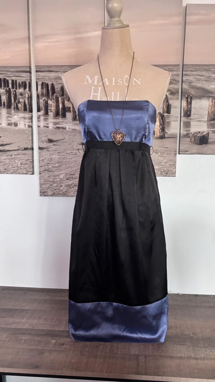 👗 Robe de soirée bustier satiné lila et noire taille 38 M #meimei - photo numéro 2