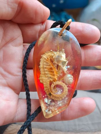 Collier ambre hippocampe