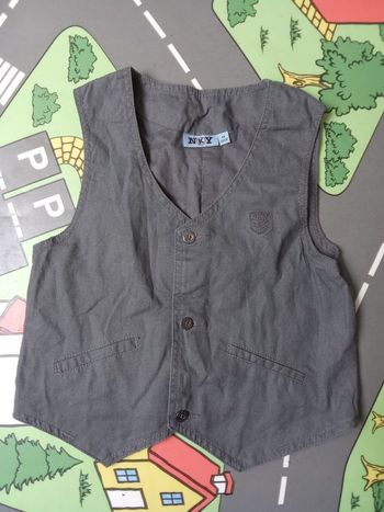 Boléro, gilet cérémonie gris garçon 8 ans, batheme, mariage NKY