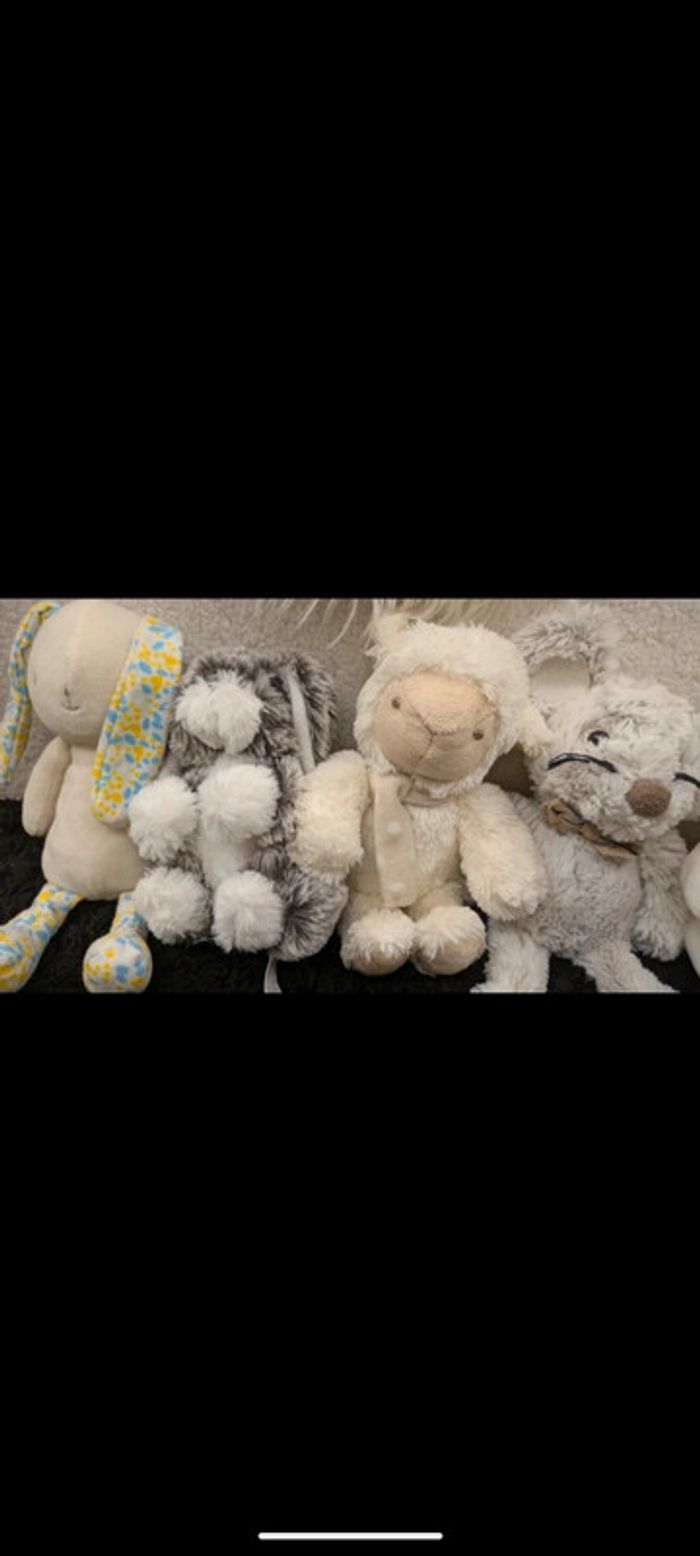 Lot de peluche doudou lapin mouton souris ours - photo numéro 2