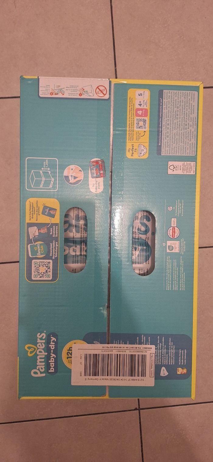 Couche pampers mega pack taille 4 neuve de 9 a 15kg 108 couches - photo numéro 3