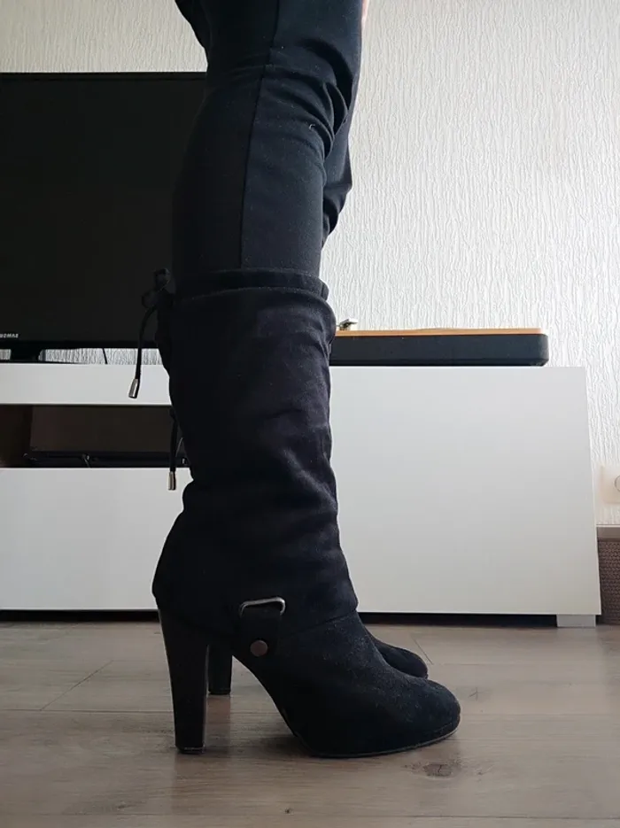 Botte noire femme 38 talon - photo numéro 2