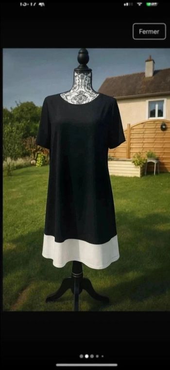 Élégance Bicolore – Robe Tunique Fluide Noir & Blanc
