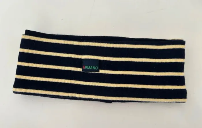 Ermano bandeau, cache oreilles, bleu et beige État neuf