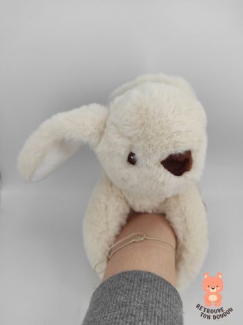 Peluche Lapin crème à longs bras scratch