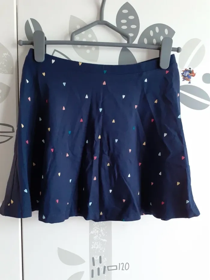Jupe légère marine petits coeurs multicolores - photo numéro 3