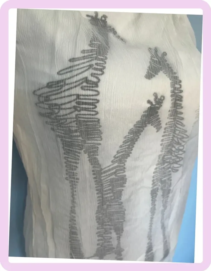 Haut Save the Queen T. L – Soie blanc cassé, tulle girafes, dos noué - photo numéro 2