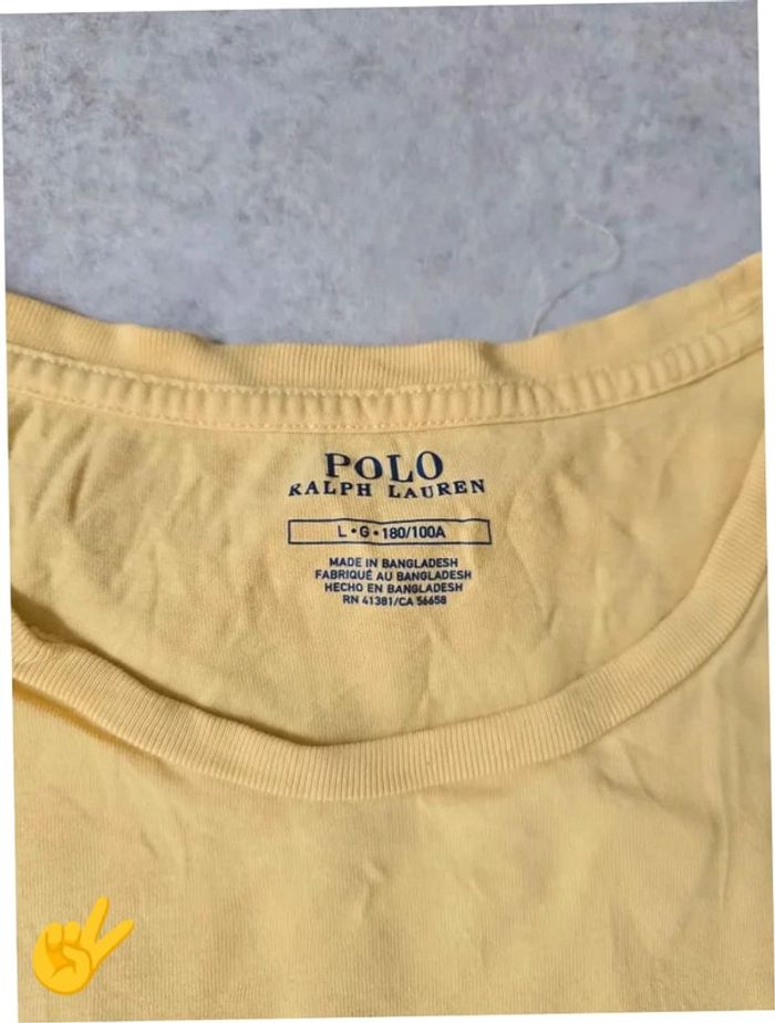 T-shirt Ralph Lauren L coupe col rond jaune Homme Men tee8b - photo numéro 3