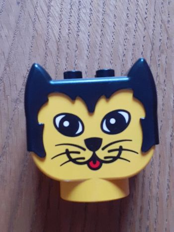 Tête de chat cheveux noirs lego duplo vintage