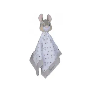 Grand doudou plat lange blanc et gris Panpan le lapin – Disney Bambi (neuf)