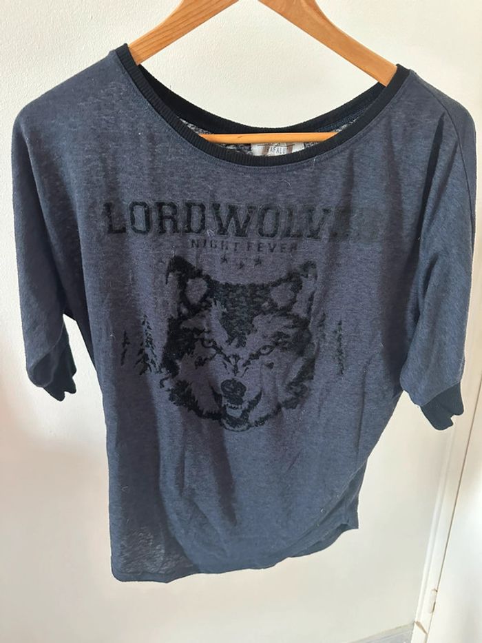 Pull loup bleu marine Zara