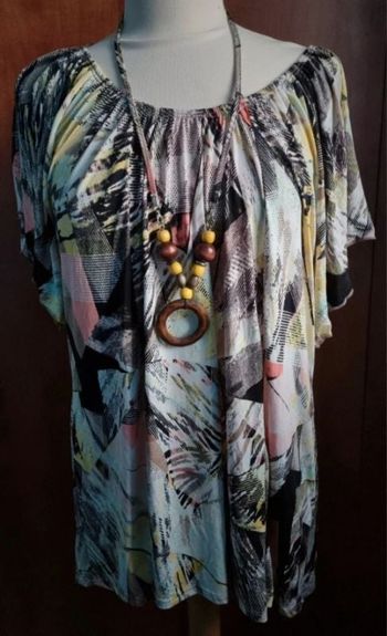Blouse à motifs avec collier taille 6 (54-56)