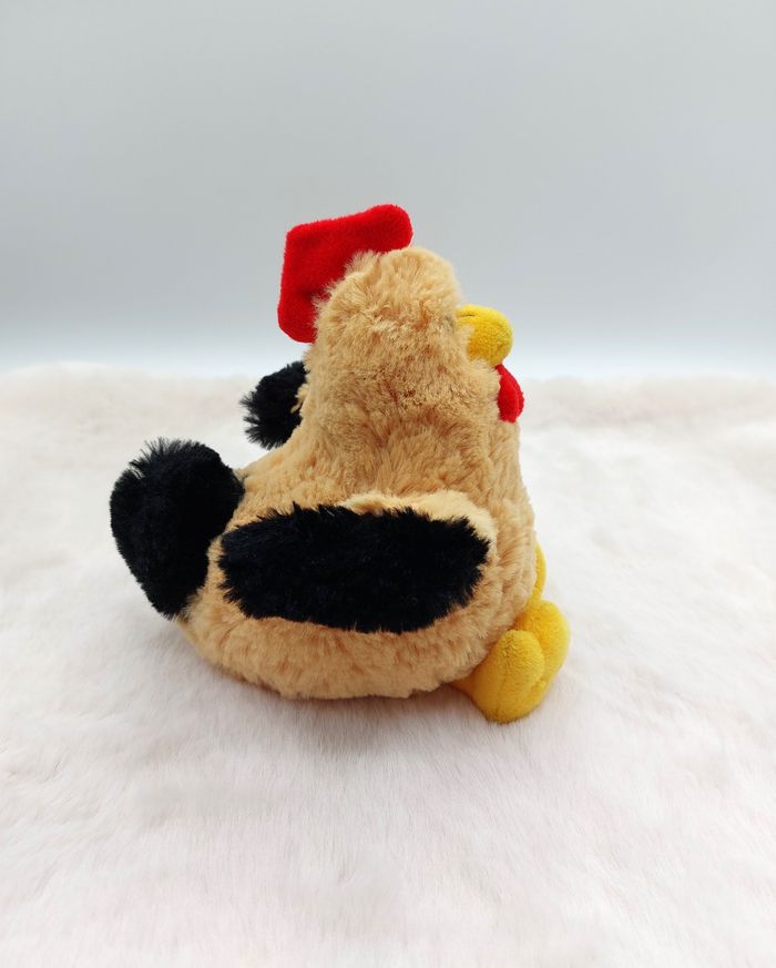 Petite peluche doudou coq beige caramel rouge noir musical cocorico GIPSY 16 cm - photo numéro 4