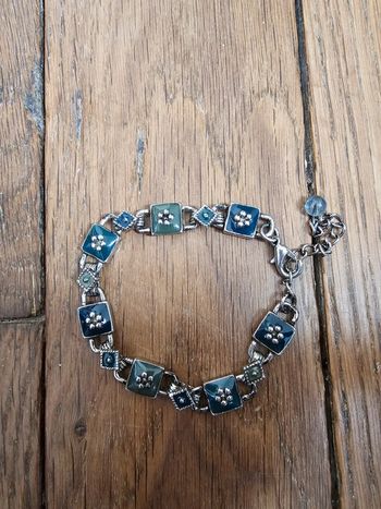 Bracelet réglable argent,bleu et vert
