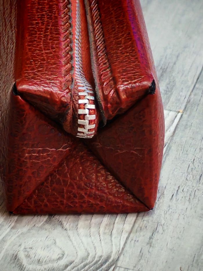 Vintage trousse 21 cm avec fermeture marque eclair - photo numéro 4