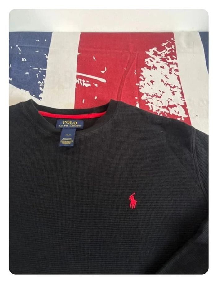 Sweat Ralph Lauren noir nid d’abeille cavalier rouge taille M/L - photo numéro 3