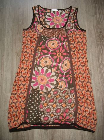 ROBE SM MARRON ET ORANGE A MOTIFS "CACHE CACHE" - TAILLE 42 - n°18