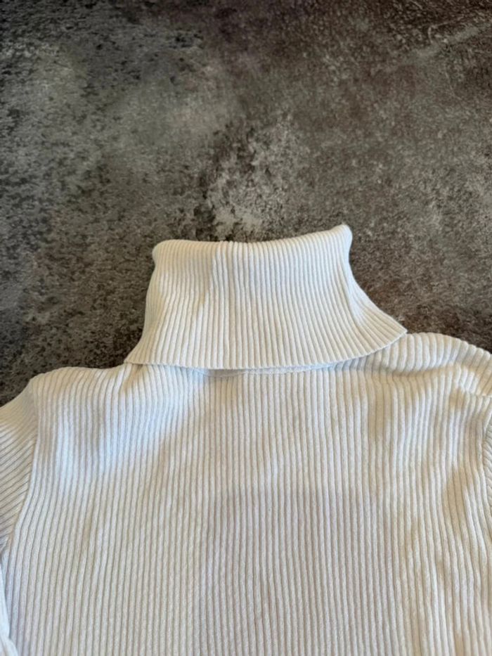 Pull blanc col roulé femme M - photo numéro 3