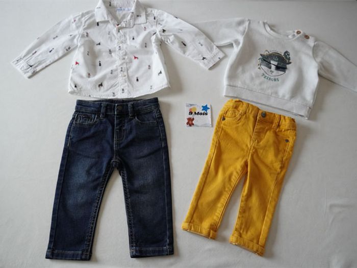 Lot de Vêtements 9 mois : 7 Pantalons + 1 Salopette + 6 Hauts - photo numéro 3