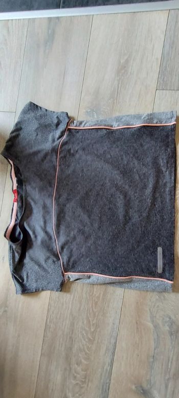 T shirt de sport, manches courtes, gris foncé/clair, Okaidi sport, 14 ans, nickel