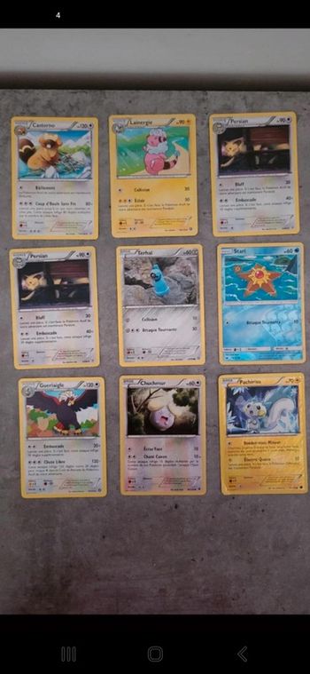 Lot de 9 cartes pokemon officielles françaises dont 2 de 120 pv et 3 brillantes