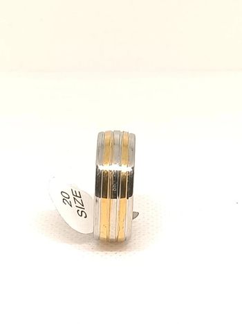 Bague anneau acier doré et argenté type alliance