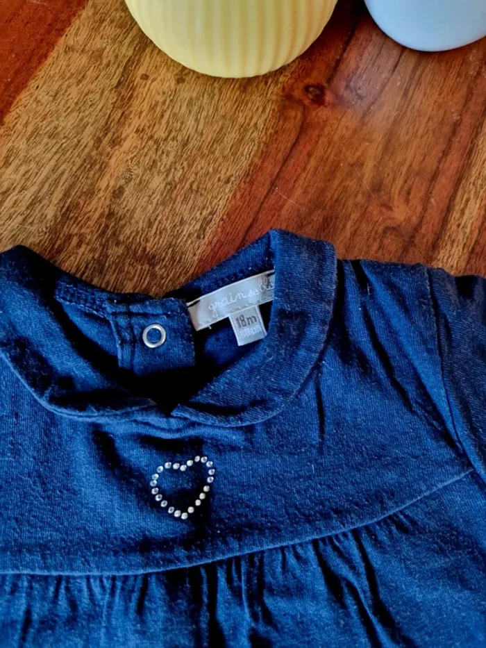 T-shirt manches longues avec cœur en strass 18 mois - photo numéro 2