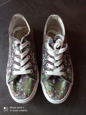 Tennis toile imprimé fleuri, Gémo, pointure 32