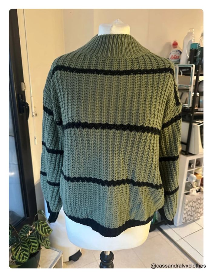 Pull vert kaki rayé noir - Shein