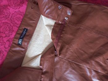 Jupe simili cuir marron