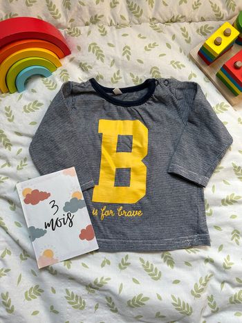 teeshirt manches longues rayé marine 3 mois