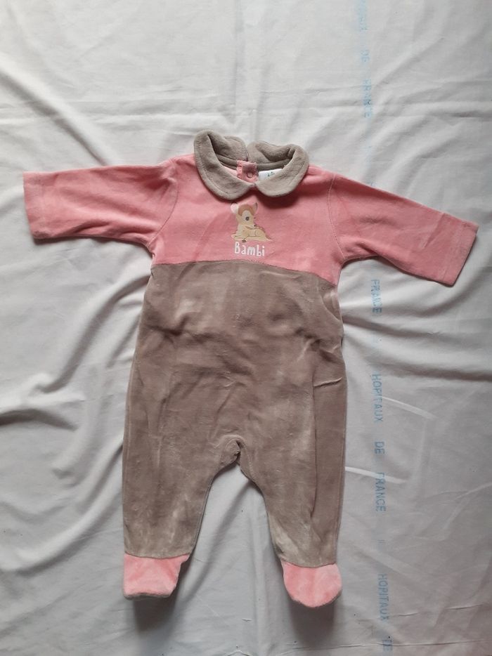 Babygros bicolore rose et marron motif Bambi