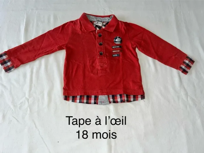 Polo manches longues tape à l’œil 18 mois