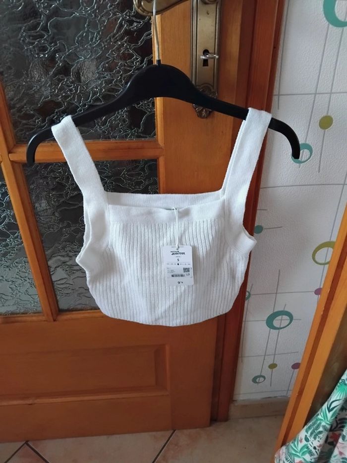 Pull crop top à bretelles