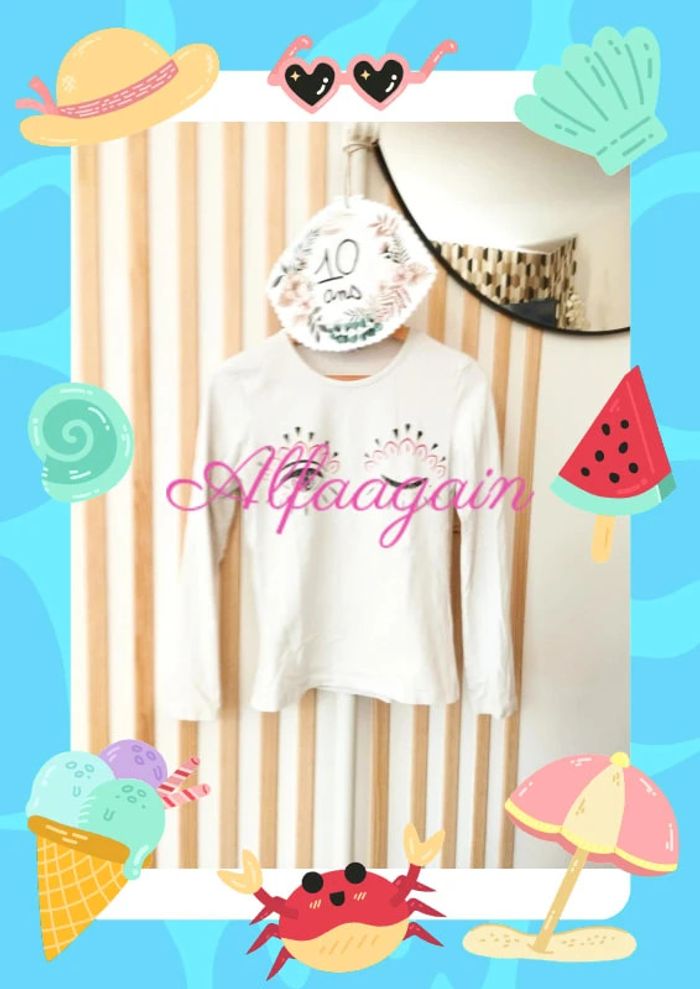 T-shirt manches longues kenzo blanc 10ans