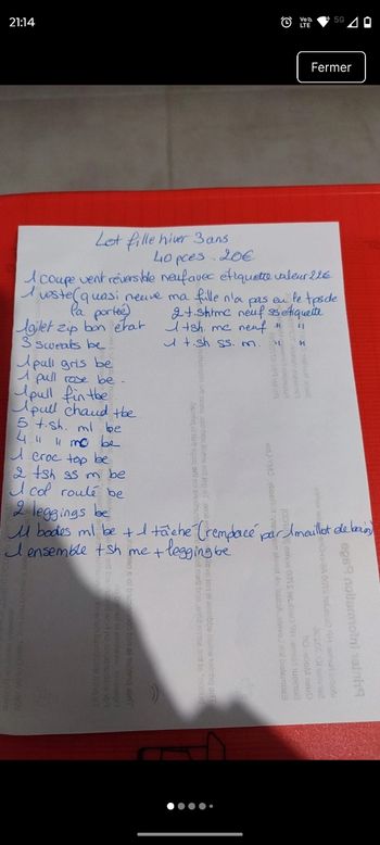 Lot hiver fille 3 ans 40 pièces 