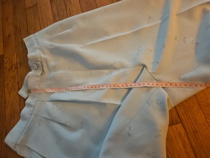 Pantalon droit léger cousu main, taille haute, bleu, taille M - photo numéro 9