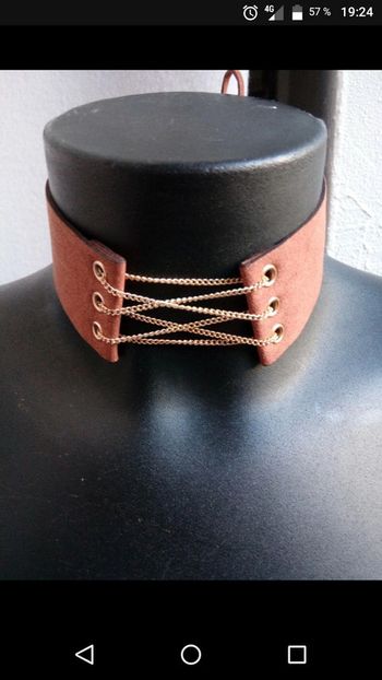 🌹😍 NEUF ras de cou suedine et chaînes 🌹