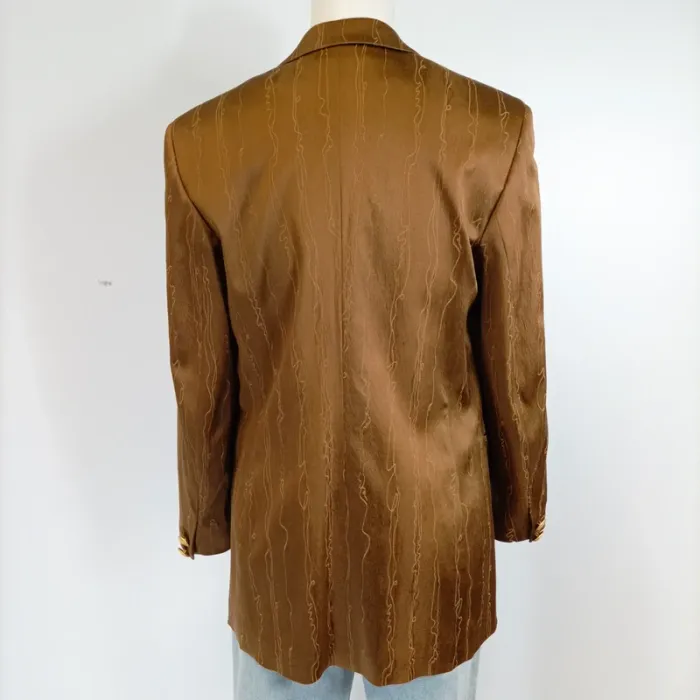 Veste longue satinée marron à double boutonnage - Taille 40 - Dino Valiano - A424 - photo numéro 5