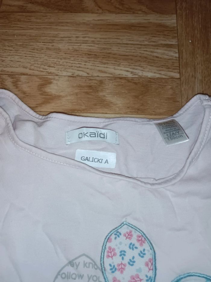 T-shirt manches courtes fille taille 12 ans Okaïdi en bon état - photo numéro 7