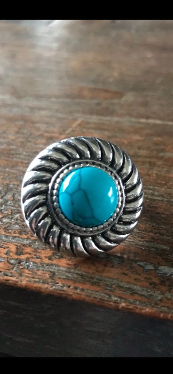 Magnifique bague réglage avec turquoise - photo numéro 5