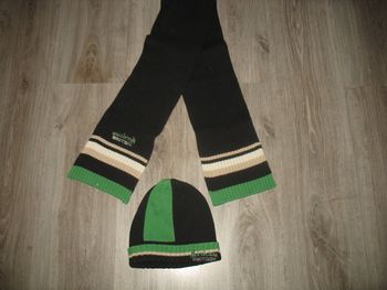  LOT DE 2 PCS : ÉCHARPE + BONNET NOIR ET VERT GARÇON "CATIMINI" - TAILLE 04 - n°04