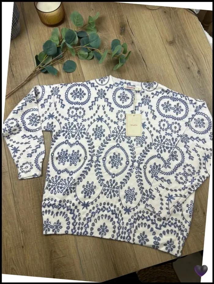 Top femme pull femme automne hiver neuf bleu crème sweat femme taille 38 taille 40 neuf lot - photo numéro 7