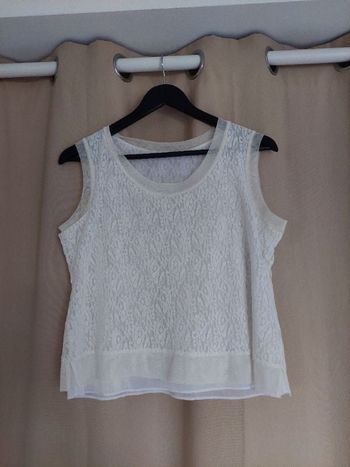 Top sans manches en dentelle blanc taille M / 38