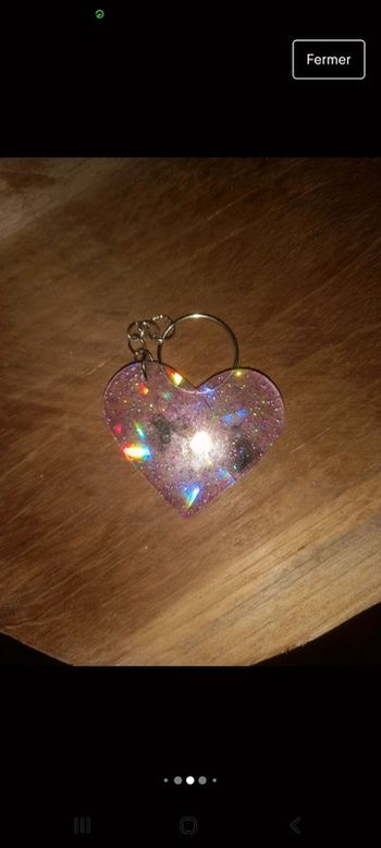 Porte clé cœur holographique epoxy