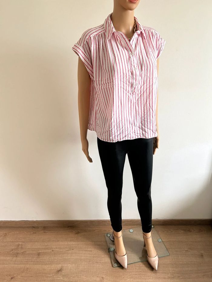 Top court rose et blanc Naf Naf taille 40 jamais porté - photo numéro 4