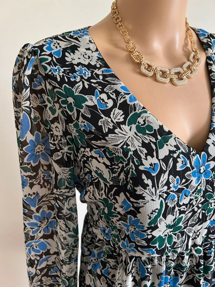 Robe imprimée fleurie à manches longues Naf Naf taille 40 jamais portée - photo numéro 5