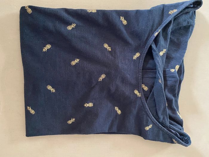 Tee shirt Grain de Malice bleu marine avec ananas dorées taille L - photo numéro 16