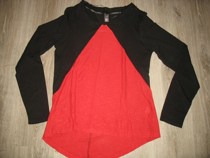 TEE SHIRT ML ROUGE ET NOIR "MISS CAPTAIN" - TAILLE 40 - n°01